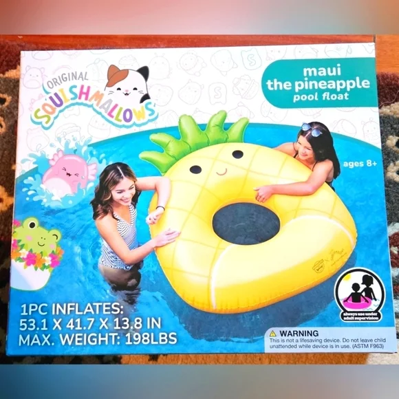 Squishmallow x Bigmouth inflatable pineapple pool float Maui the pineapple - Picture 4 of 5